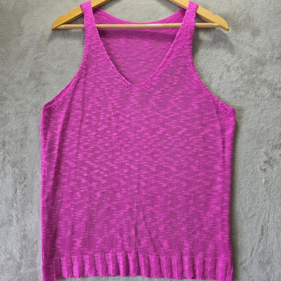 Unbranded Tops - Womens Pink V-Neck Lightweight Knit Sweater Tank Top Size XL